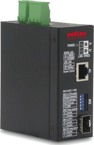 Roline Industrie Converter, 10/100/1000T - 100/1000F Roline Industrie Converter, 10/100/1000T - 100/1000F