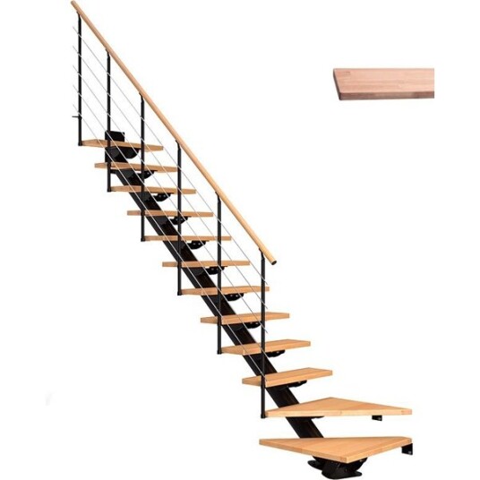 Dolle Sydney L trapp Svart 9005 style 6 hvitoljeret Eik 75 11   Loddret Høyde 222 270cm