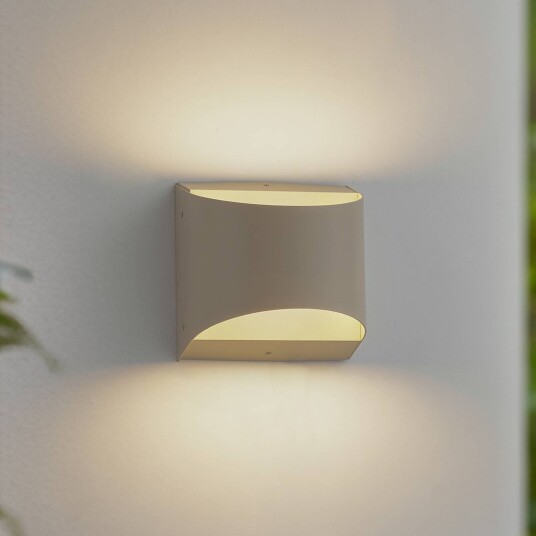 Lindby utendørs LED-vegglampe Lenore beige metall 13,5 cm