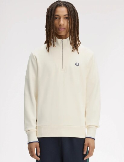 Fred Perry Half Zip Sweatshirt Cream L