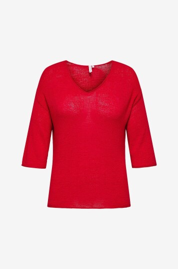 Only Carmakoma - Pullover carSunny 3/4 V-neck Knt - Rød