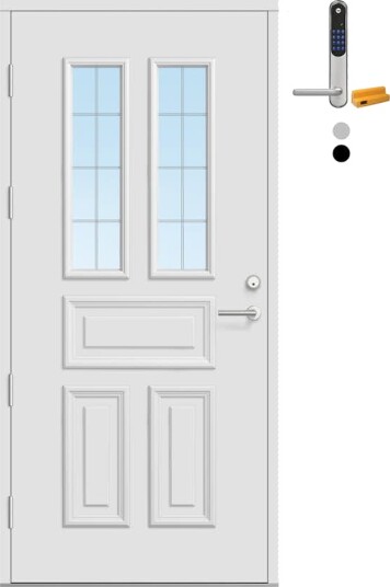 Ytterdør Bygg1 Fjord 04 Slipt Glass med Yale Doorman Classic Home
