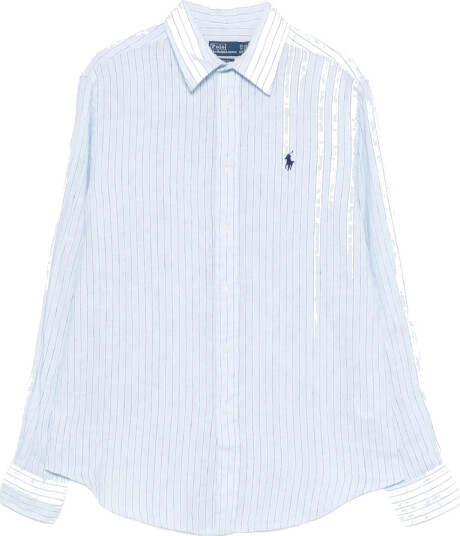 Polo Ralph Lauren Classic Fit Striped Linen Shirt Blue M