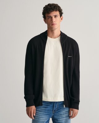Cardigan i bomullspiqué BLACK L Cardigan i bomullspiqué BLACK L