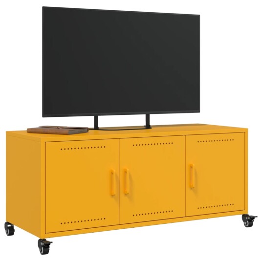 TV-benk sennepsgul 100,5x39x43,5 cm stål 846647