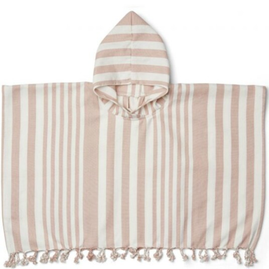 Liewood Roomie poncho – Y/D stripe: rose/creme de la creme 1 2år