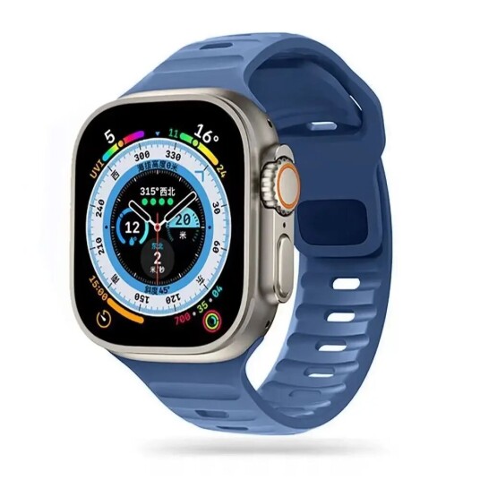 Apple Watch (42/44/SE/45/49mm) Iconband Tech-Protect Line Silikon Reim - Blå