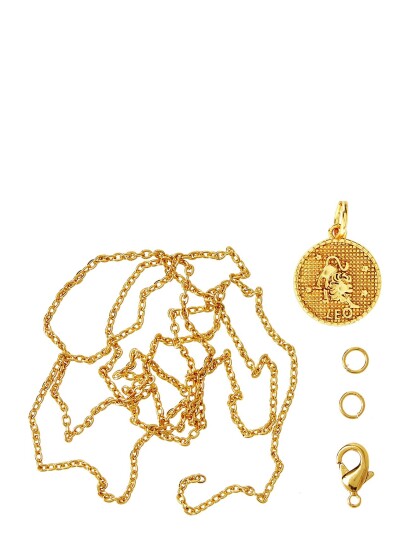 Me & My Box Zodiac Coin Pendant And Chain Set, Leo - Gold - ONE SIZE Me & My Box Zodiac Coin Pendant And Chain Set, Leo - Gold - ONE SIZE