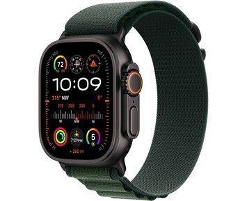 Apple Watch Ultra 2 GPS + Cellular 49mm Black Titanium Case with Dark Green Alpine Loop Medium