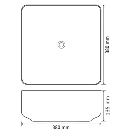 vidaXL Servant keramisk kvadratisk svart 38x38x13,5 cm