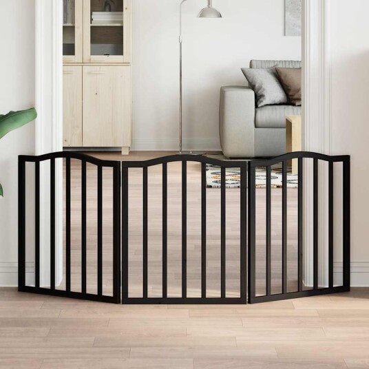 Vidaxl Hundeport Sammenleggbar 3 Paneler Svart 150 cm Poppeltre