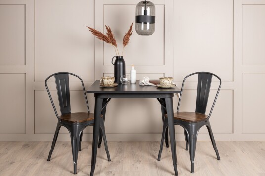 Venture Home Tempe Spisegruppe 80 cm Rektangulær med 2 Tempe Stoler Mørk grå