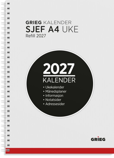 Sjefskalender GRIEG A4 2027 refill