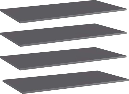 vidaXL Hylleplater 4 stk høyglans grå 100x50x1,5 cm sponplate