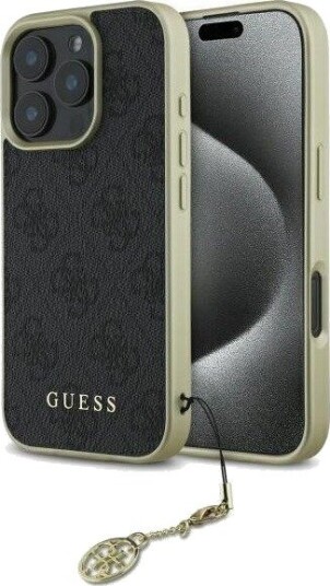GUESS 4G Charms Collection Mobildeksel til iPhone 16 Pro Max - Svart