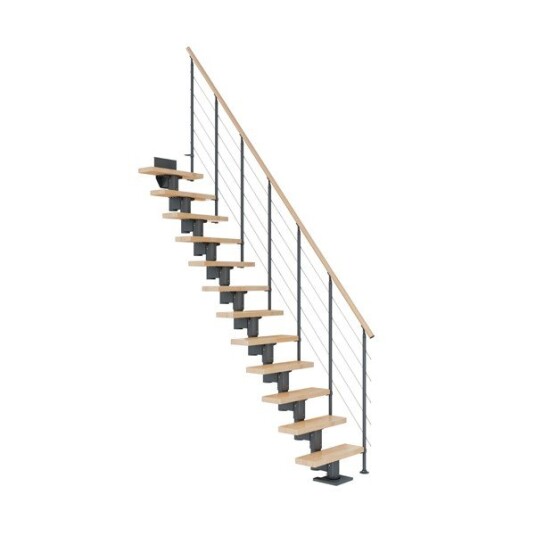 Dolle Dublin Bøk Rett Trapp Antracit Style6 Gelender 14T 71cm