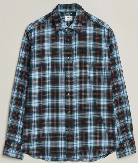 Aspesi Flannel Shirt Blue Check Aspesi Flannel Shirt Blue Check