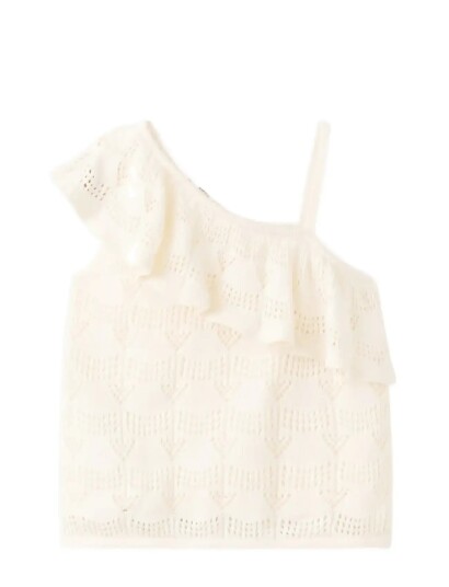 Mango Off The Shoulder Frill Top   Cream   7 8