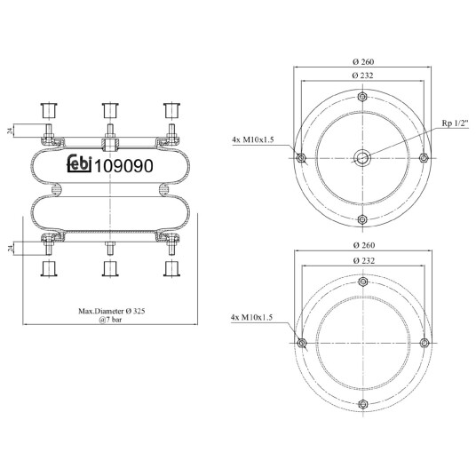 Luftbelg, fjæring FEBI BILSTEIN 109090 Luftbelg, fjæring FEBI BILSTEIN 109090