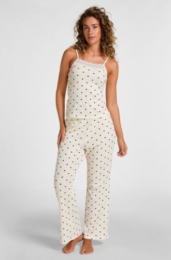 Hunkemöller Pyjamasett Dots Hvit Hunkemöller Pyjamasett Dots Hvit