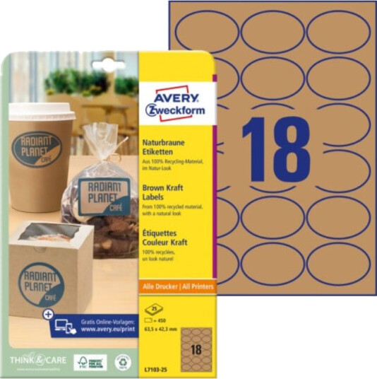 Avery Zweckform - labels - 450 label(s) - 63.5 x 42.3 mm (oval)