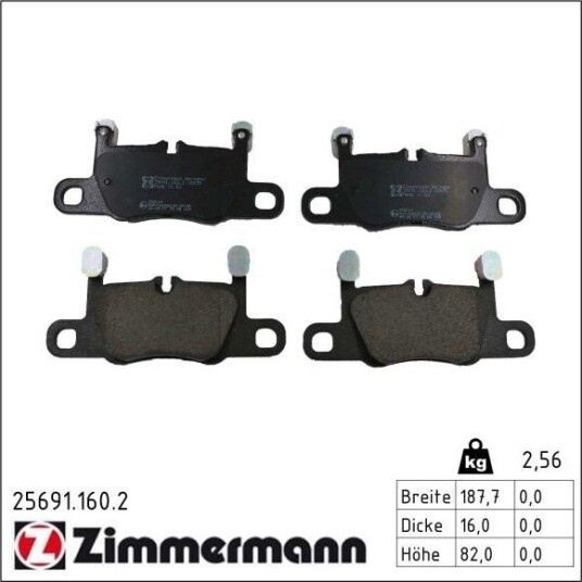 ZIMMERMANN 25691.160.2 Bremseklosser ZIMMERMANN 25691.160.2 Bremseklosser