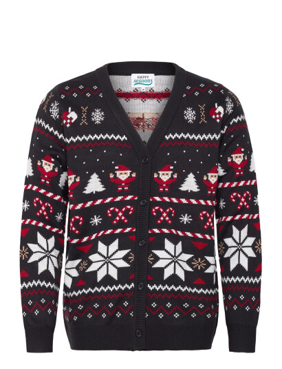 Happy Seasons Santa"s Christmas Cardigan   Black   M