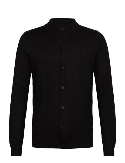 Lindbergh Ecovero L/S Cardigan W?. Polo Colla - Black - XXL