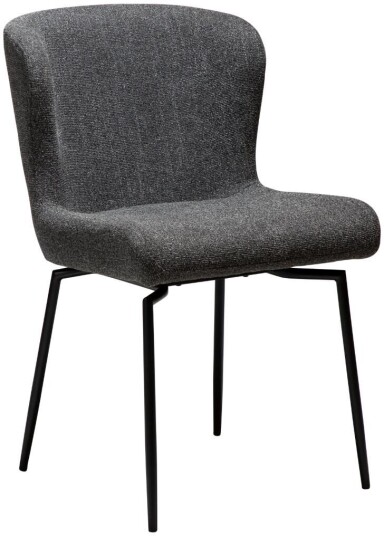 Glam Dan Form spisestuestoler dreiebase bouclé mørkegrå.