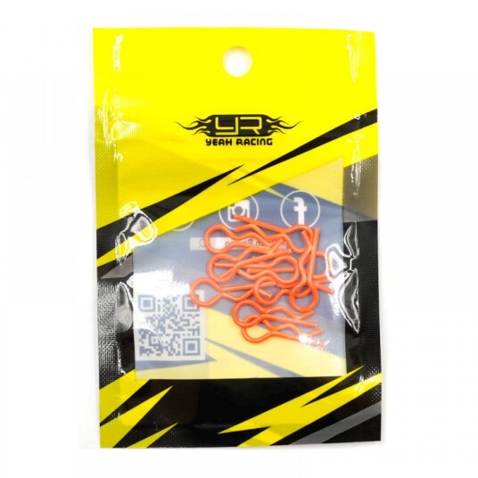 Yeah Racing YA-0594OR RC BODY CLIP FOR 1/8 1/10 1/12 10PCS FLORE