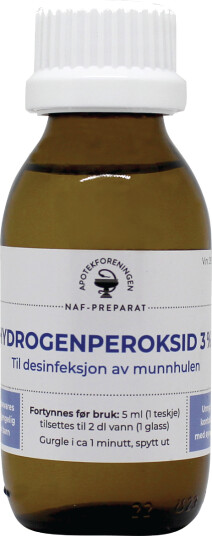 NAF Hydrogenperoksid 3 % konsentrat til gurglevann 100 ml