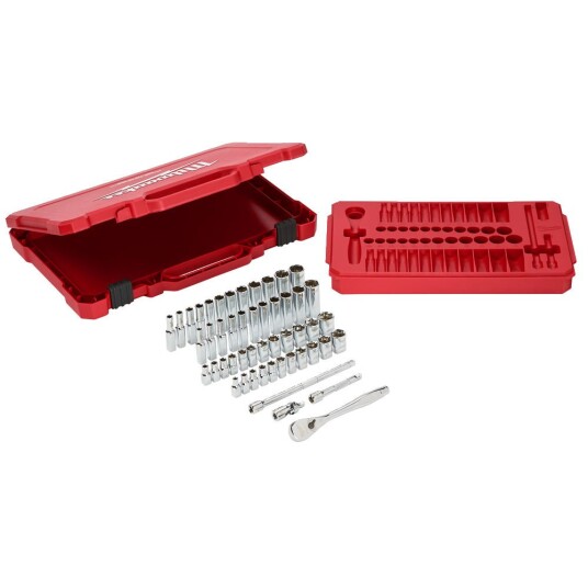 Milwaukee Skrallesett 1/4" 50 Deler med 90-tanns Design for Trange Arbeidsområder Milwaukee Skrallesett 1/4" 50 Deler med 90-tanns Design for Trange Arbeidsområder