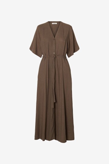 Selected Women   Maxikjole slfViva Regular Linen Blend   Natur