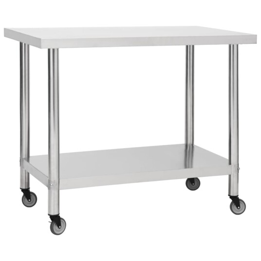 Arbeidsbord med hjul 100x60x85 cm rustfritt stål