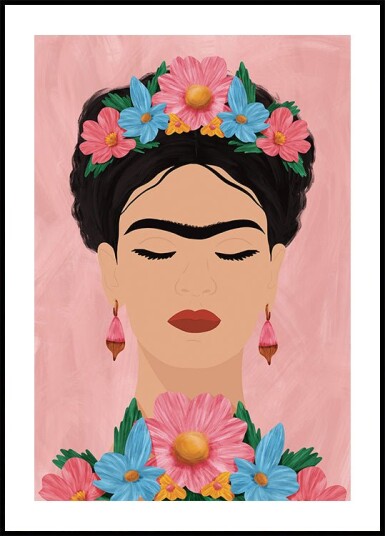 Frida Kahlo floral portrait Plakat Plakat / 50x70cm