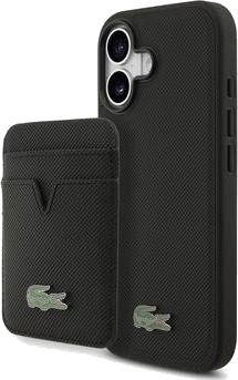 Lacoste iPhone 17 Iconic Petit Pique MagSafe deksel og magnetisk kortholder svart Lacoste iPhone 17 Iconic Petit Pique MagSafe deksel og magnetisk kortholder svart