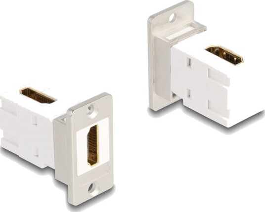 Delock Hdmi Kobler Hdmi Hunn Panelmonterbar Til Hdmi Hunn Vinklet Hvit Sølv 8 K 60 Hz 7680 X 4320 Støtte Keystone Jakk