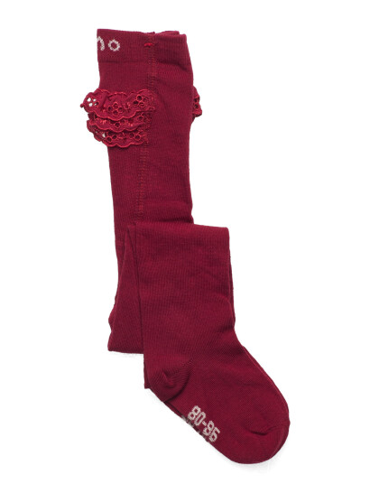 Minymo Stocking W. Lace Red 68\74