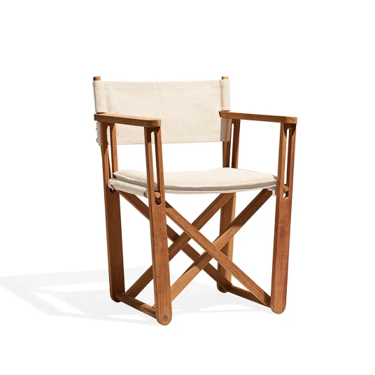 Skargaarden Kryss Lounge karmstol Sunbrella Heritage Papyrus beige teak