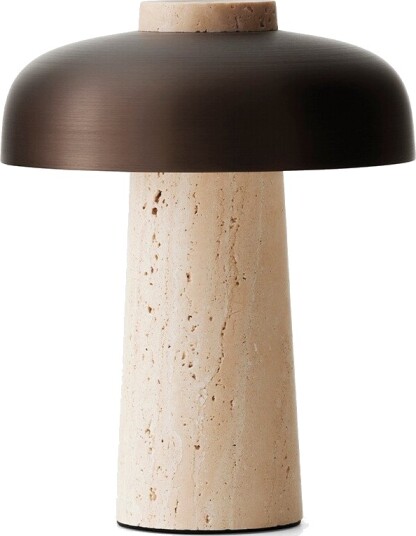 Audo Copenhagen Reverse Portable Bordlampe Sand Travertine/Bronzed Aluminium