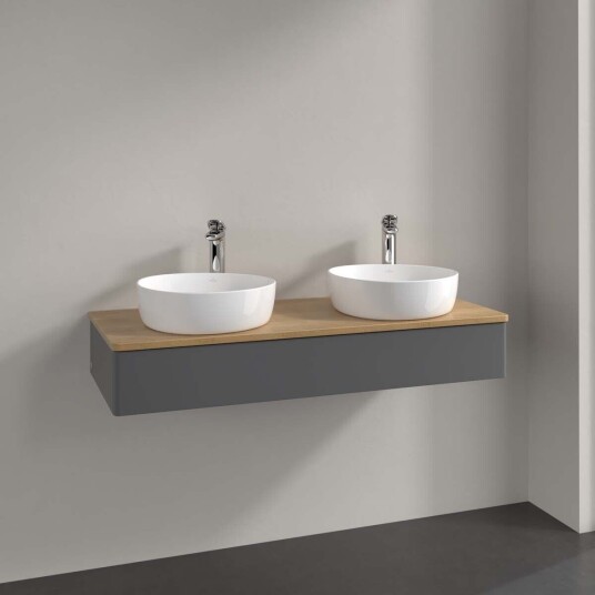Villeroy & Boch Antao Servantskap med 1 skuff 120x50x19 cm m/lys Antrasitt/Eik Villeroy & Boch Antao Servantskap med 1 skuff 120x50x19 cm m/lys Antrasitt/Eik