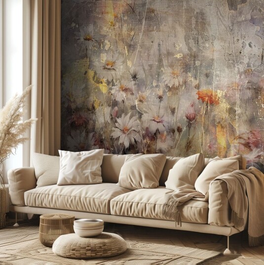Tapet   Blomster Rustikk Design