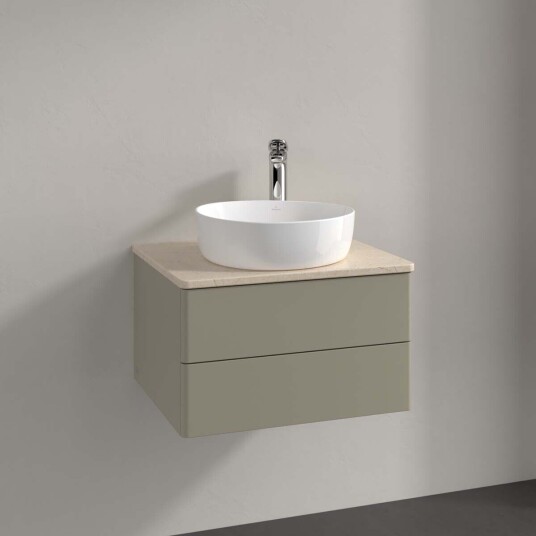 Villeroy & Boch Antao Servantskap med 2 skuffer 60x50x36 cm u/lys Steingrå/Crème Villeroy & Boch Antao Servantskap med 2 skuffer 60x50x36 cm u/lys Steingrå/Crème