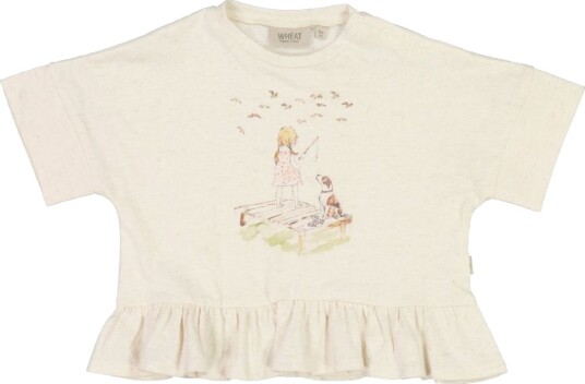 Wheat T skjorte Fiske Moonlight Melange Wheat 74 T skjorte Beige
