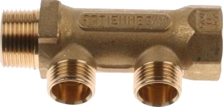 Fordelerrør 3/4" Med 2 Studse Med Fast 3/4" Muffe Og 2 Stk. 1/2" Studse Va Godkendt Husk Omløber 845179015