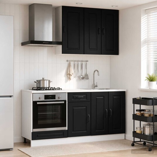 vidaXL Kjøkken enhet KALMAR 5 pcs Svart Konstruert tre vidaXL Kjøkken enhet KALMAR 5 pcs Svart Konstruert tre