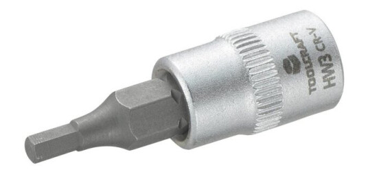 Toolcraft 816068, Stikkontakt, 1/4", Metrisk, 1 Hoder, 3 Mm, Kromvanadiumstål, Stål