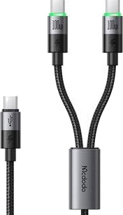 Mcdodo CA-6740 2-i-1 USB-C-kabel 100W hurtiglading 1.5m svart