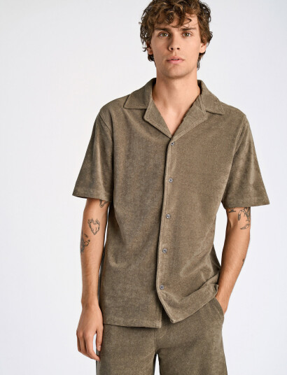 Lindbergh Ss Shirt Terry - Brown - S