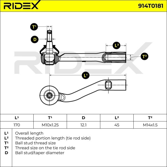 RIDEX 914T0181 Endeledd